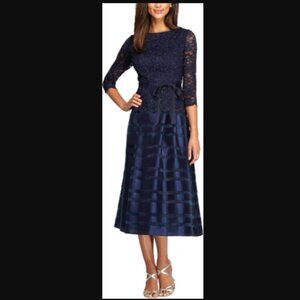 alex evenings women's tea-length a-line dress with tie belt NicoBlu® Josephine Reversible Pashmina Shawl in Gold Shimmer Dune main image 1